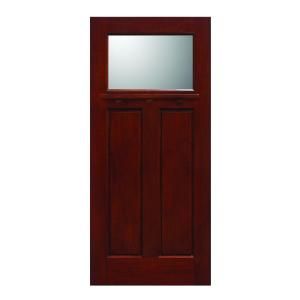 Main Door Craftsman Collection 1 Lite Prefinished Cherry Solid Mahogany Type Wood Slab Entry Door SH 700 CH