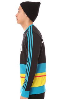 adidas The C90 Art Crewneck Sweatshirt in Black Turquoise Vivid Yellow