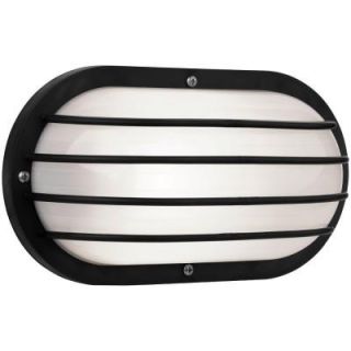 Newport Coastal Oval Nautical 10 in. Wall Mount Outdoor Black Light with Grill 7971 01B