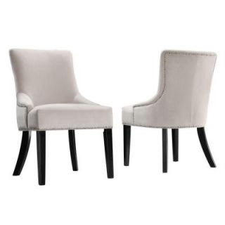 HomeSullivan Sandstone Beige Velvet Nailheaded Accent Chair in Black Finish 40864C712W[2PC]