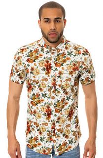 Elwood Shirt Floral SS Buttondown in Cream & Orange