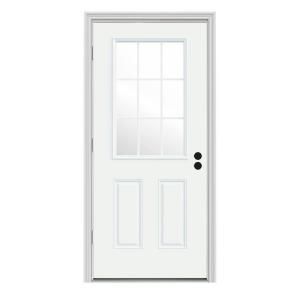 JELD WEN 9 Lite Painted Steel Entry Door with Brickmold THDJW184600086