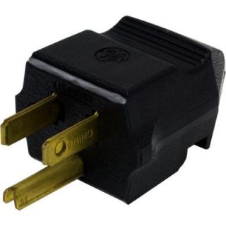 GE 15 Amp 125 Volt Household Grounding Plug   Black 54301