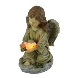 Moonrays Outdoor Polyresin Solar Powered LED Angel with Dove Statue 91338