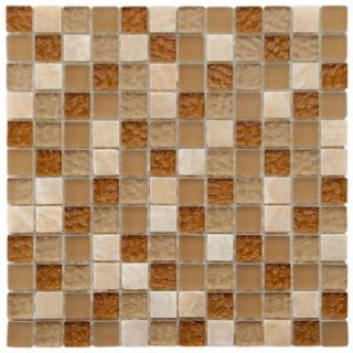 Merola Tile Tessera Square Amber 11 3/4 in. x 11 3/4 in. x 8 mm Glass Mosaic Wall Tile GITASAM