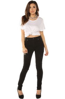 Tripp NYC High Waisted Ripped and Cross Studded Skinny Jean in Black