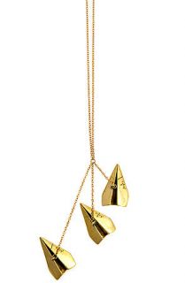 Monserat Delucca Jewelry Necklace The Paper Airplanes in Brass Gold