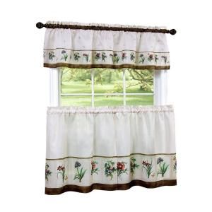 Achim 58 in. x 24 in. Botanical Printed Tier and Valance Set BTTL24ML12