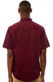 HUF Shirt Potrero Short Sleeve Buttondown Work Shirt in Wine Red