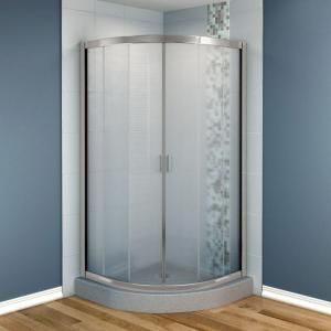 MAAX Intuition 32 in. x 32 in. x 70 in. Neo Round Frameless Corner Shower Door Mistelite Glass in Nickel Finish 137200 981 105 000