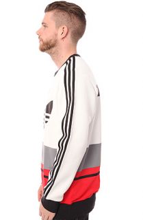 The Adidas C90 Art Crewneck Sweatshirt in White, Red, Black, & Grey