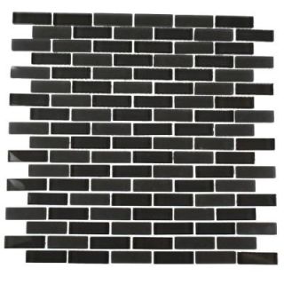 Splashback Tile Contempo Smoke Gray Brick Glass 12 in. x 12 in. x 8 mm Floor and Wall Tile CONTEMPOSMOKEGRAY.5X2BRICKGLASSTILE