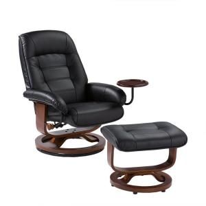 Home Decorators Collection Black Leather Recliner and Ottoman Set UP1303RC