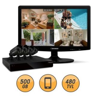 Defender Connected 4 Channel Smart Security DVR with 4 Hi Resolution Outdoor Surveillance Cameras and 19 in. LED Monitor 21082