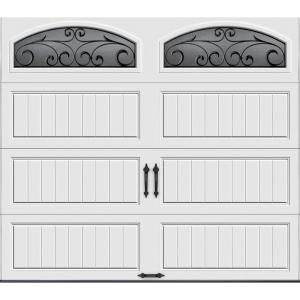 Clopay Gallery Collection 8 ft. x 7 ft. 6.5 R Value Insulated White Garage Door with Wrought Iron Window GR1LP_SW_WIA2