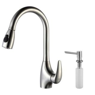 KRAUS Single Handle Pull Out Sprayer Kitchen Faucet and Soap Dispenser in Stainless Steel KPF 2170 SD20