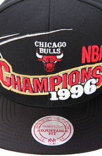 Mitchell and Ness Hat Chicago Bulls BRED XI Special Edition 96 Champions Snapback in Black and Red