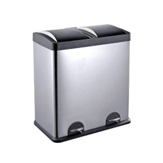 Step N Sort 16 gal. 2 Compartment Stainless Steel Trash Can and Recycling Bin 900602