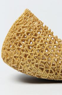 Melissa Shoes Flats Campana Papel II Shoe in Gold Glitter