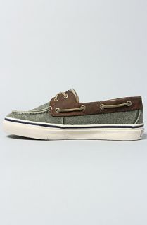 Sperry Top Sider The Bahama 2Eye Heavy Canvas Leather Boat Shoe in Shade Green