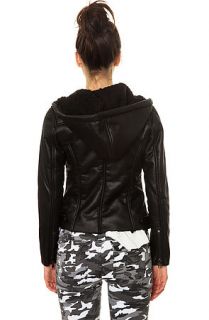 BB Dakota Jacket Belmont Faux Suede and Shearling Lined Hooded in Black