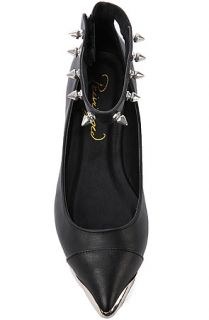 Privileged Flat Moo in Black with Studded Ankle
