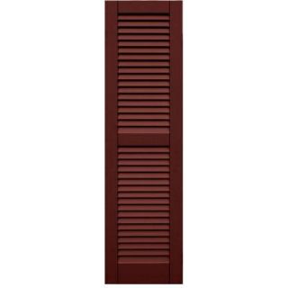 Winworks Wood Composite 15 in. x 55 in. Louvered Shutters Pair #650 Board and Batten Red 41555650