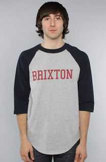 Brixton The Bracket Raglan in Heather Grey Navy