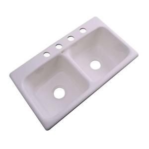 Thermocast Brighton Drop in Acrylic 33x19x9 in. 4 Hole Double Bowl Kitchen Sink in Innocent Blush 34460