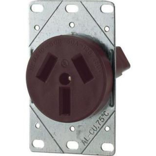 Cooper Wiring Devices Commercial and Industrial 50 Amp Flush Mount Range Power Receptacle with 3 Wire Non Grounding   Brown 32B BOX
