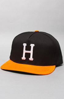 HUF The Big H Snapback Hat in Black Orange