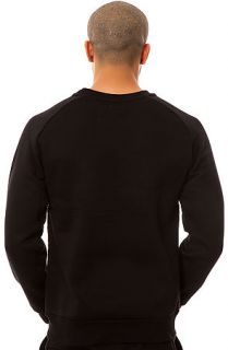 Kite Sweatshirt Quilted Vegan Leather Crew Fleece in Black