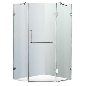 Vigo 36 in. x 73 in. Frameless Neo Angle Shower Enclosure in Chrome with Clear Glass VG6062CHCL38