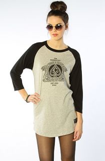 Crooks and Castles The Cutthroat Baseball Raglan Dress in Heather Gray and Black