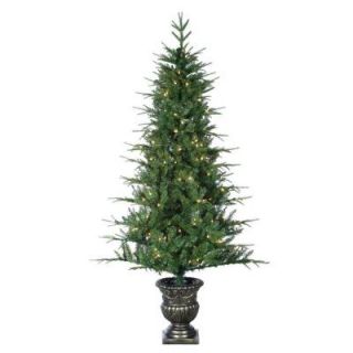 Sterling, Inc. 6 ft. Pre Lit Little Rock Fir Potted Natural Cut Artificial Christmas Tree with Clear Lights 5543 60C