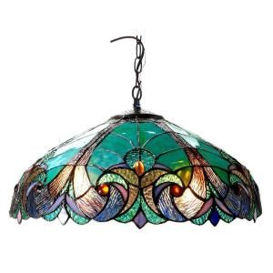 Chloe Lighting Liaison 2 Light Ceiling Chrome Tiffany Style Victorian Pendent with 18 in. Shade CH18780VG18 DH2