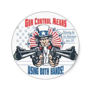 Gun Control Means Using Both Hands Pro Gun Gear Round Stickers