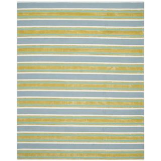 Isaac Mizrahi By Safavieh Beach Stripe Blue/ Green Wool Rug (4 X 6)