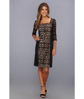 Adrianna Papell Side and Sleeve Panel Dress Womens Dress (Black)