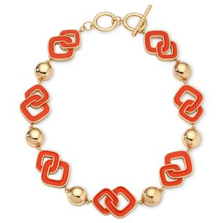 LIZ CLAIBORNE Orange Enamel & Goldtone Toggle Necklace