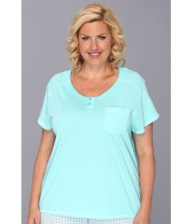 Karen Neuburger Plus Size Pool Party S/S Henley Top Womens Pajama (Blue)