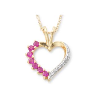 Bridge Jewelry Lab Created Ruby & Cubic Zirconia Heart Pendant