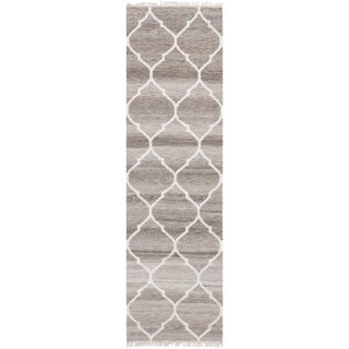 Safavieh Hand woven Natural Kilim Light Grey/ Ivory Wool Rug (23 X 10)