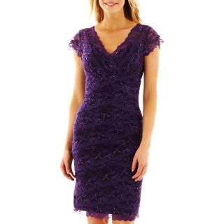 Jump Apparel Blu Sage Shutter Pleat Lace Dress, Purple