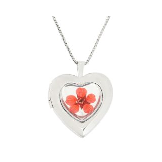 Sterling Silver Flower Heart Locket Pendant, Womens