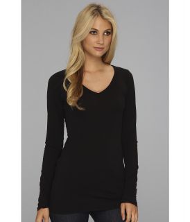 LAmade Fitted V Neck Tee Womens Long Sleeve Pullover (Black)