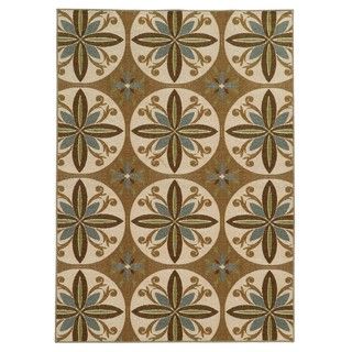Style Haven Loop Pile Casual Floral Tan/ Ivory Nylon Rug (710 X 10) Blue Size 8 x 10