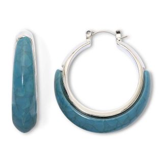 MIXIT Mixit Silver Tone Aqua Marble Hoop Earrings, Blue