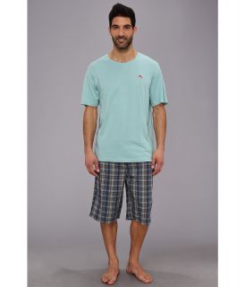 Tommy Bahama Seersucker Caspian Plaid S/S Lounge Pajama Set Mens Pajama Sets (Green)
