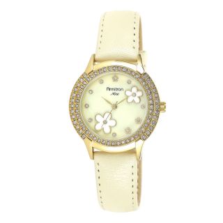 Armitron Now Womens Flower Dial with Cream Leather Strap Watch